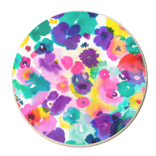 Abstract Watercolor Flowers - personalised beer coaster by Ninola Design