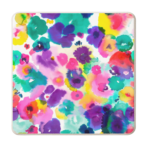 Abstract Watercolor Flowers - personalised beer coaster by Ninola Design