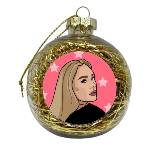 Adele illustration star print - xmas bauble by The Girl Next Draw