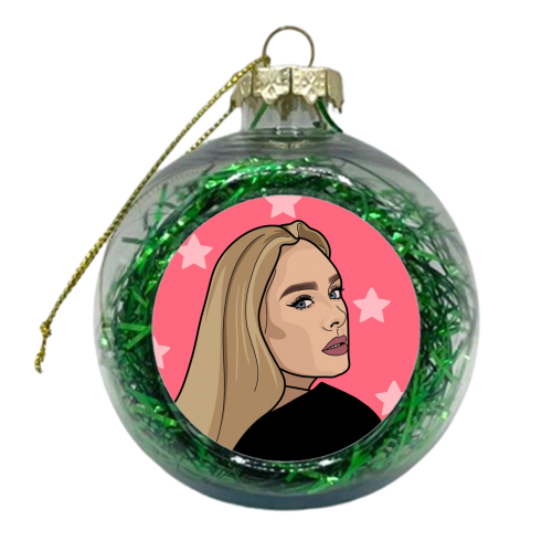 Adele illustration star print - xmas bauble by The Girl Next Draw