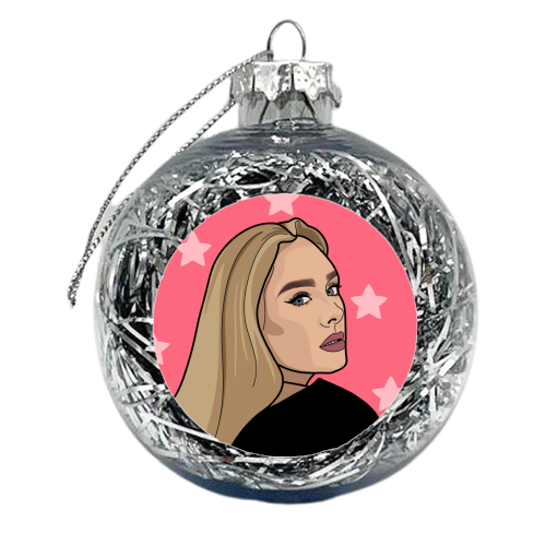 Adele illustration star print - xmas bauble by The Girl Next Draw