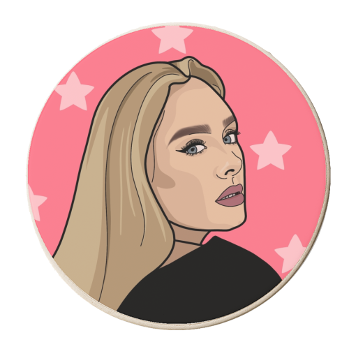 Adele illustration star print - personalised beer coaster by The Girl Next Draw