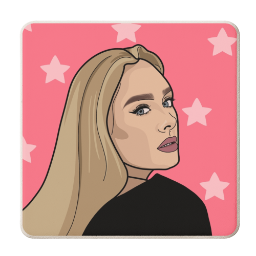Adele illustration star print - personalised beer coaster by The Girl Next Draw
