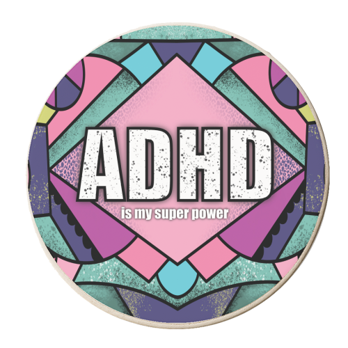 ADHD IS MY SUPER POWER - personalised beer coaster by Mad Philomena