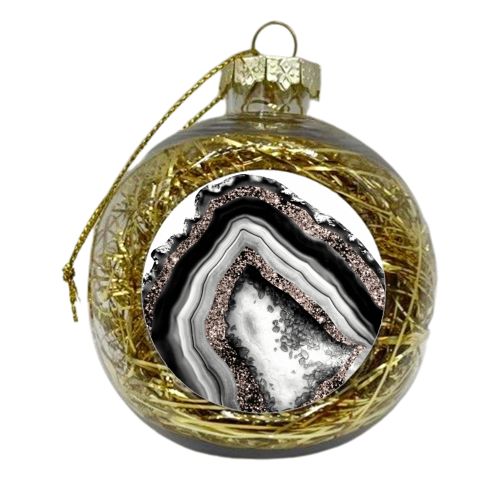 Agate Rose Gold Glitter Glam #4 #gem #decor #art - xmas bauble by Anita Bella Jantz