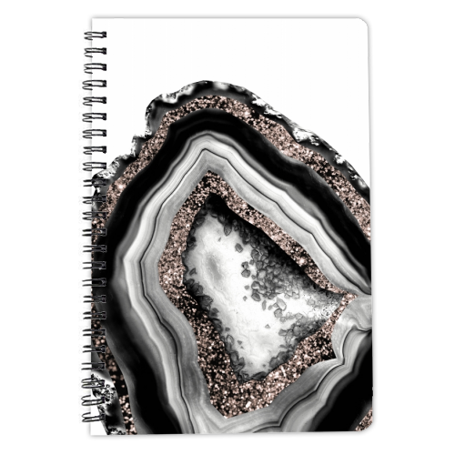 Agate Rose Gold Glitter Glam #4 #gem #decor #art - personalised A4, A5, A6 notebook by Anita Bella Jantz