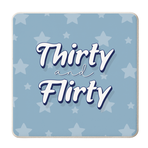 Age Thirty and flirty print - personalised beer coaster by The Girl Next Draw