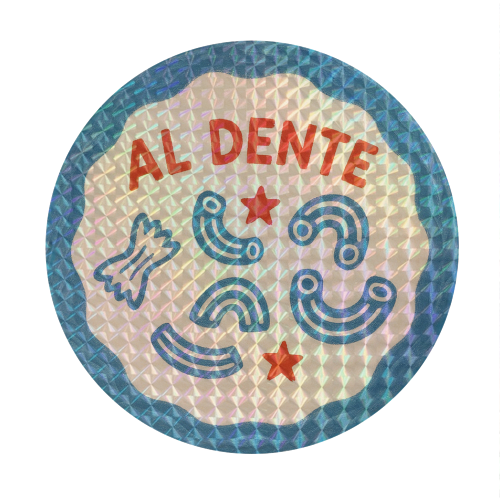Al Dente - Circle Sticker by Ms Doodle