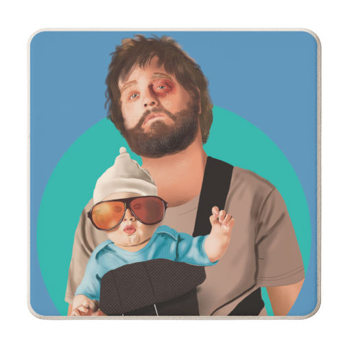 Alan from The Hangover Illustration Art - personalised beer coaster by AbiGoLucky