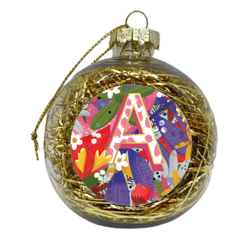 ALAPHABET  FLORAL CANDLE - xmas bauble by Nichola Cowdery