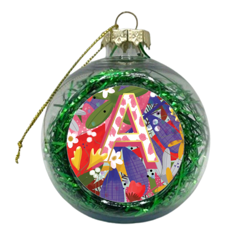 ALAPHABET  FLORAL CANDLE - xmas bauble by Nichola Cowdery