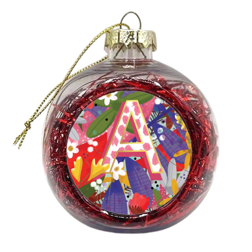 ALAPHABET  FLORAL CANDLE - xmas bauble by Nichola Cowdery