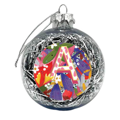 ALAPHABET  FLORAL CANDLE - xmas bauble by Nichola Cowdery