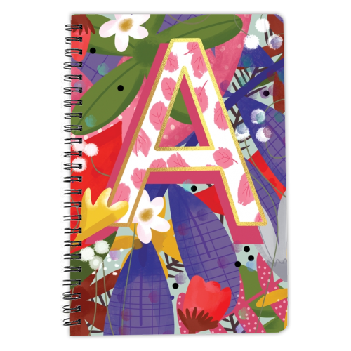ALAPHABET  FLORAL CANDLE - personalised A4, A5, A6 notebook by Nichola Cowdery