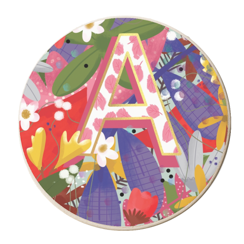 ALAPHABET  FLORAL CANDLE - personalised beer coaster by Nichola Cowdery