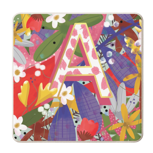 ALAPHABET  FLORAL CANDLE - personalised beer coaster by Nichola Cowdery