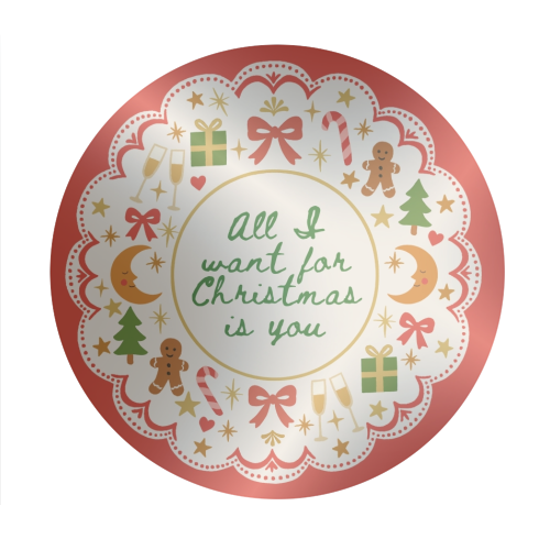 All I want for Christmas - Circle Sticker by Lilly Rose