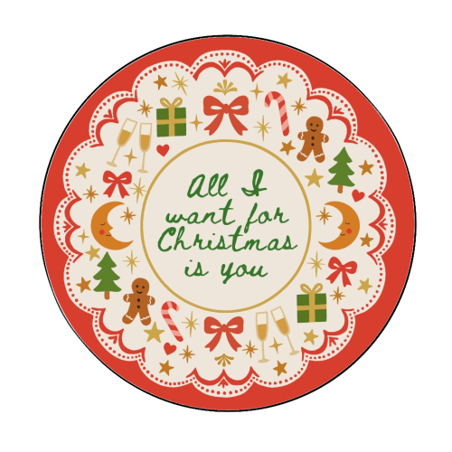 All I want for Christmas - Circle Sticker by Lilly Rose