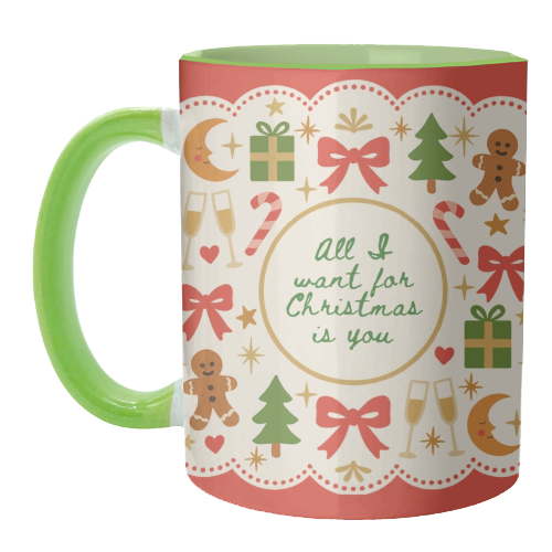 All I want for Christmas - unique mug by Lilly Rose