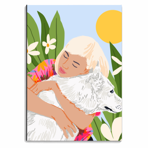 All You Need Is Love & A Dog | Pets Urban Jungle Bohemian Woman Illustration - personalised A4, A5, A6 notebook by Uma Prabhakar Gokhale