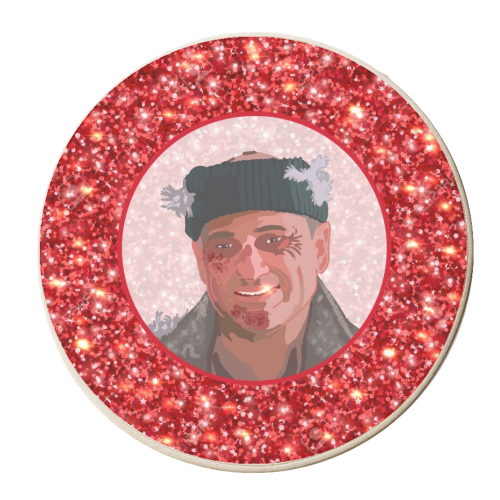 ALONE AT CHRISTMAS - personalised beer coaster by Wallace Elizabeth