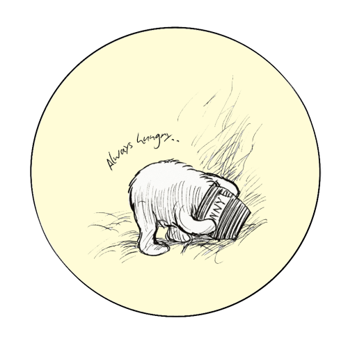 Always Hungry - Circle Sticker by Ms Doodle