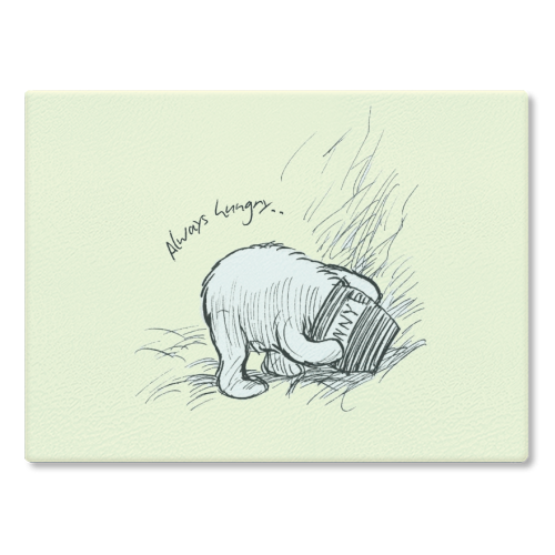 Always Hungry - glass chopping board by Ms Doodle