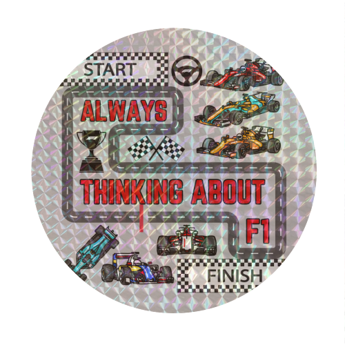 ALWAYS THINKING ABOUT F1 - Circle Sticker by Ms Doodle