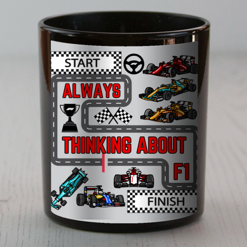 ALWAYS THINKING ABOUT F1 - scented candle by Ms Doodle