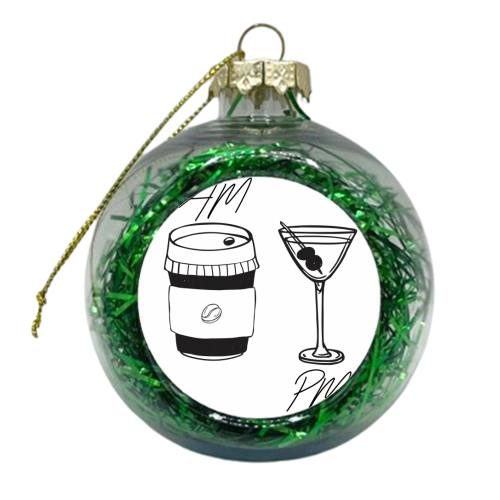 AM Coffee PM Martini - xmas bauble by Toni Scott