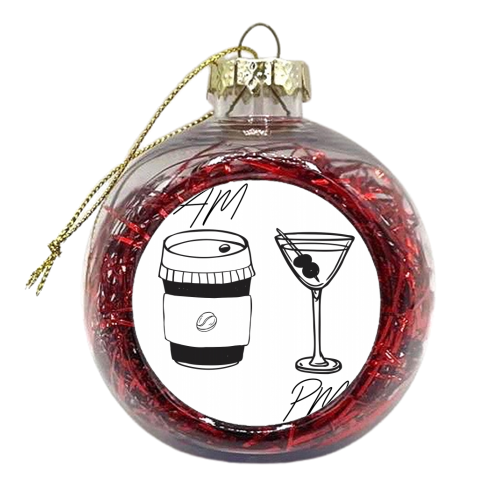 AM Coffee PM Martini - xmas bauble by Toni Scott