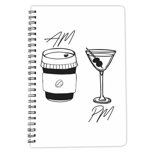 AM Coffee PM Martini - personalised A4, A5, A6 notebook by Toni Scott