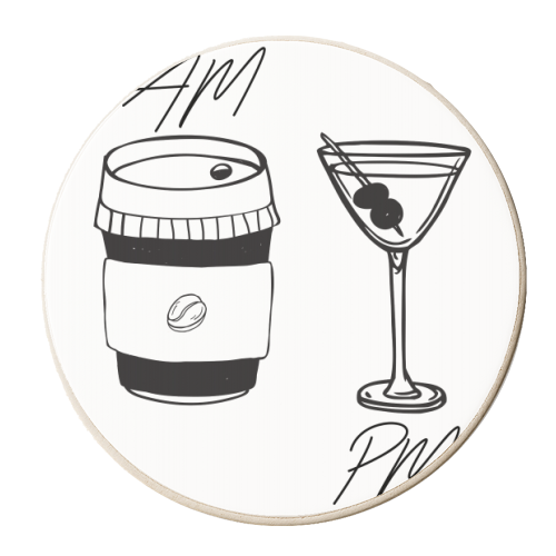 AM Coffee PM Martini - personalised beer coaster by Toni Scott