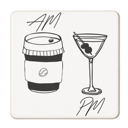 AM Coffee PM Martini - personalised beer coaster by Toni Scott