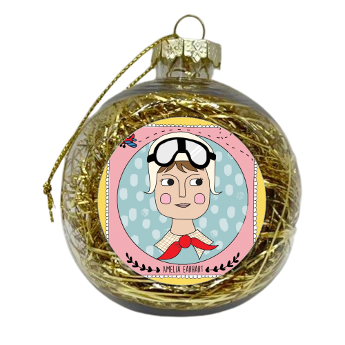 Amelia Earhart Coaster - xmas bauble by Nichola Cowdery
