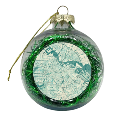 Amsterdam Map Blue Vintage - xmas bauble by City Art Posters