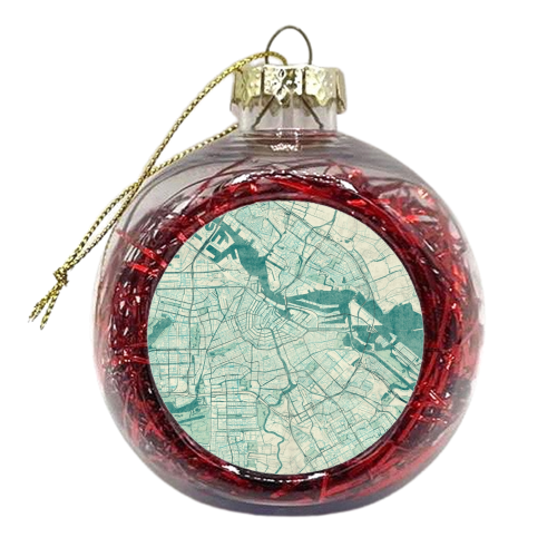 Amsterdam Map Blue Vintage - xmas bauble by City Art Posters