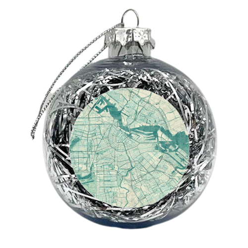 Amsterdam Map Blue Vintage - xmas bauble by City Art Posters