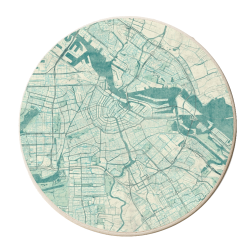 Amsterdam Map Blue Vintage - personalised beer coaster by City Art Posters