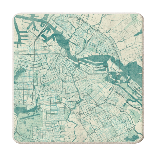 Amsterdam Map Blue Vintage - personalised beer coaster by City Art Posters
