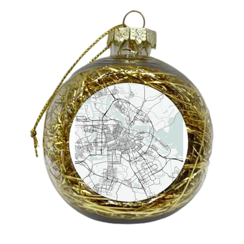 Amsterdam Netherlands Blue Water Street Map - xmas bauble by Toni Scott