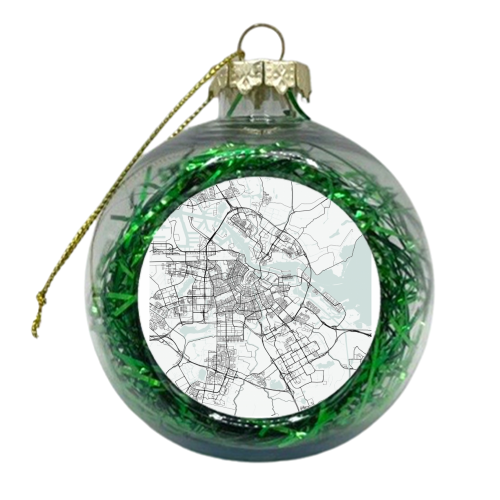 Amsterdam Netherlands Blue Water Street Map - xmas bauble by Toni Scott