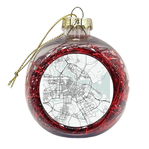 Amsterdam Netherlands Blue Water Street Map - xmas bauble by Toni Scott