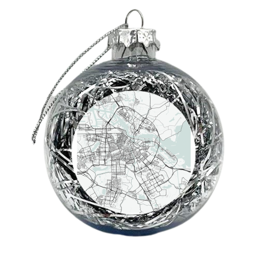 Amsterdam Netherlands Blue Water Street Map - xmas bauble by Toni Scott