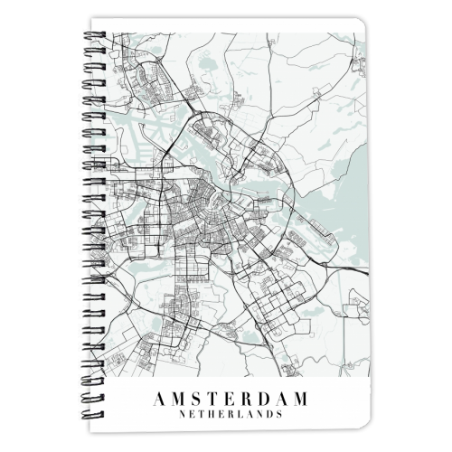 Amsterdam Netherlands Blue Water Street Map - personalised A4, A5, A6 notebook by Toni Scott