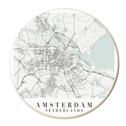Amsterdam Netherlands Blue Water Street Map - personalised beer coaster by Toni Scott