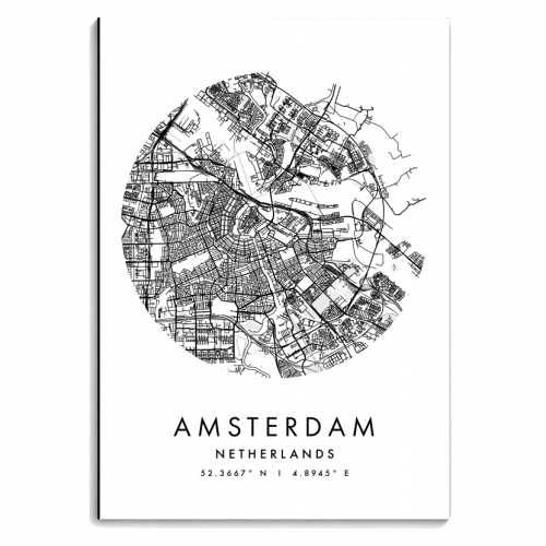 Amsterdam Netherlands Minimal Modern Circle Street Map - personalised A4, A5, A6 notebook by Toni Scott