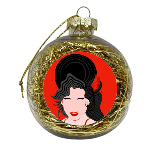Amy Winehouse Minimal Portrait - xmas bauble by Adam Regester
