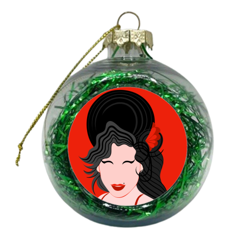 Amy Winehouse Minimal Portrait - xmas bauble by Adam Regester