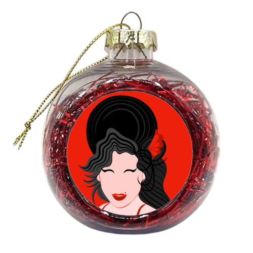 Amy Winehouse Minimal Portrait - xmas bauble by Adam Regester